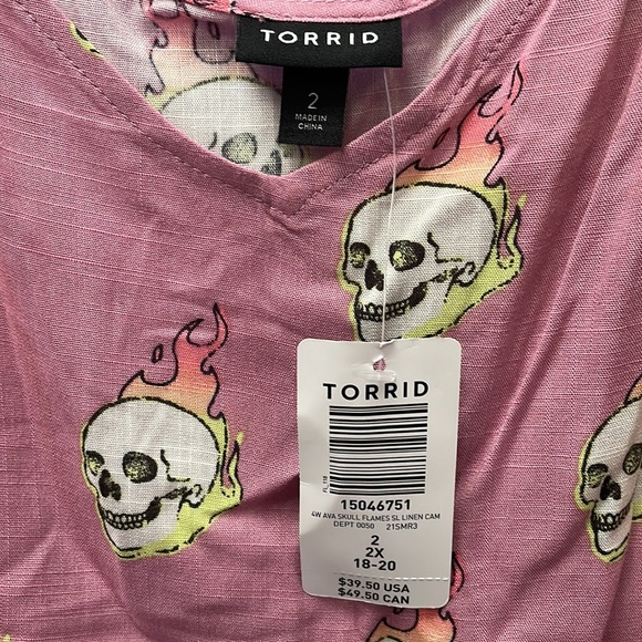 NWT Torrid Light Purple Ava Camisole with Flaming Skulls, Sz 2x - Picture 4 of 6